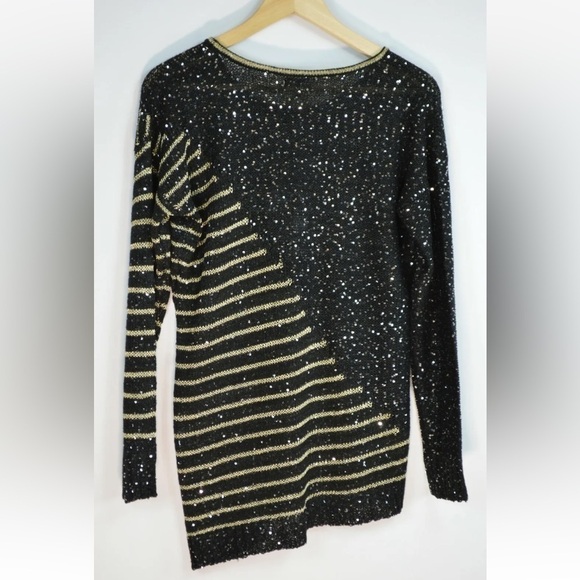 Anthropologie Black and Gold Striped Sweater - Picture 2 of 5